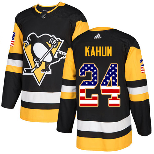 Adidas Pittsburgh Penguins #24 Dominik Kahun Black Home Authentic USA Flag Stitched Youth NHL Jersey